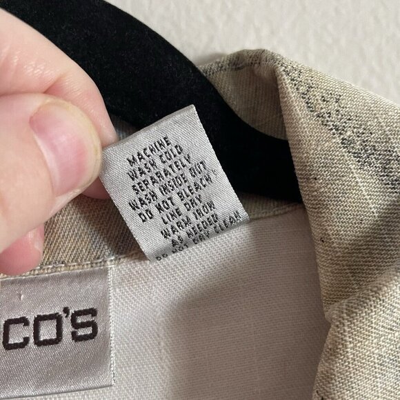 Chicos Women Sz 2/M Off White Landscape Scene 3/4 Sleeve Casual Blazer Jacket - Picture 7 of 8